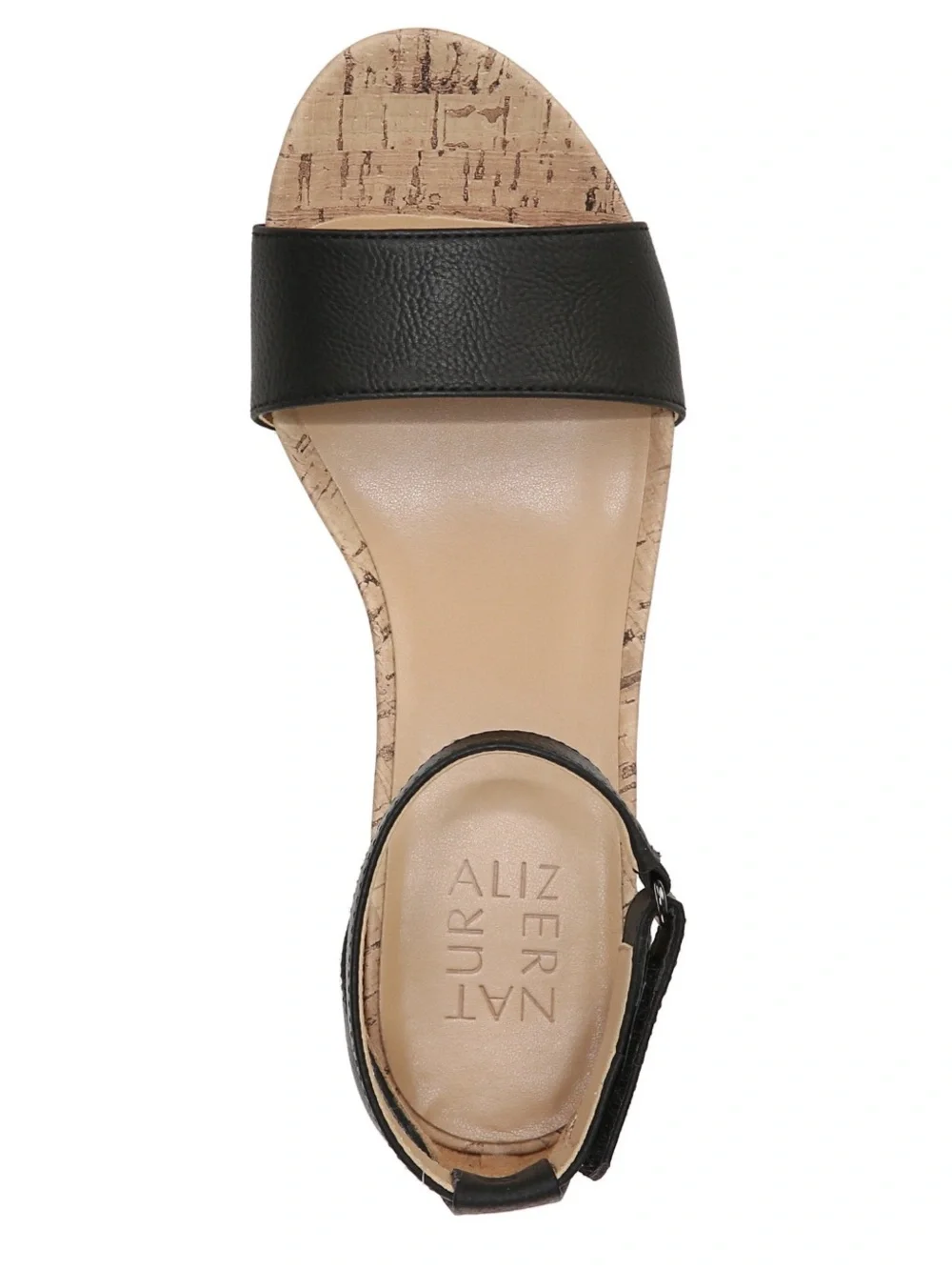 Naturalizer Areda Black Cork Wedge Ankle-Strap Sandal